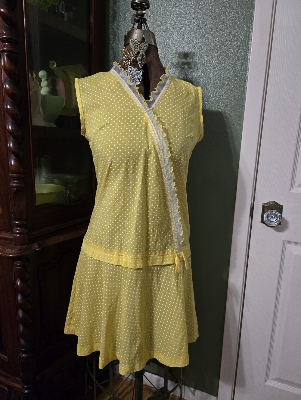 Yellow Polka Dot Sleeveless Dress